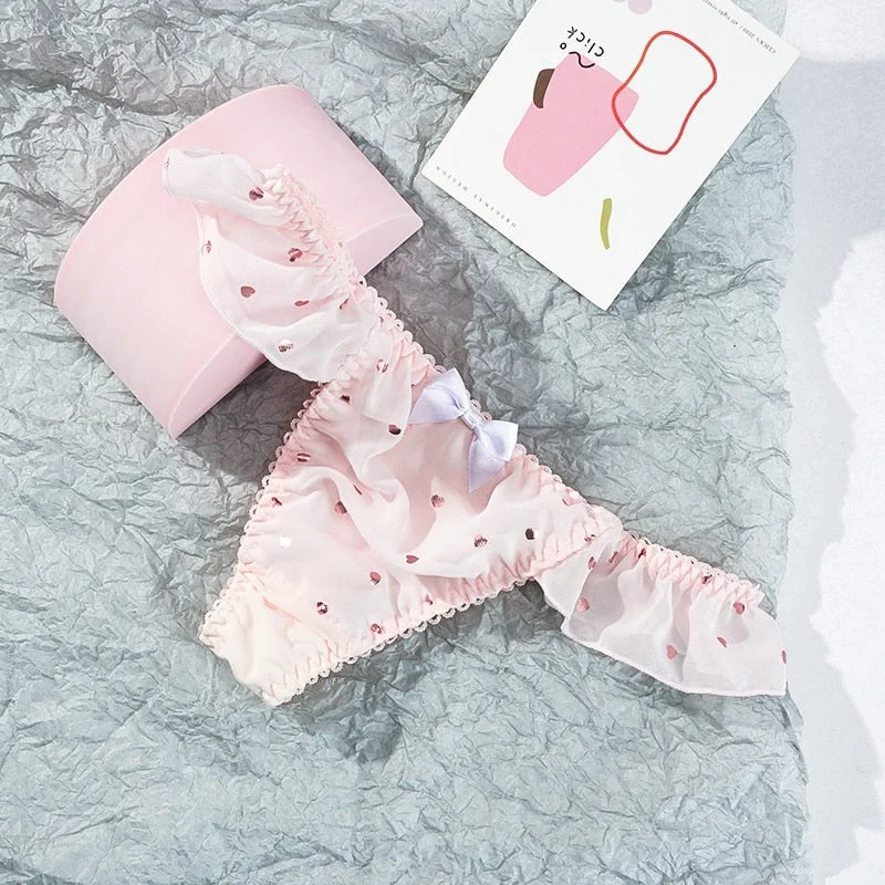 Cute Sexy Women's Underpants Love Gilding G-String Panties New Low-Rise Underwear Female Sweet Bow Thong Intimate Lingerie