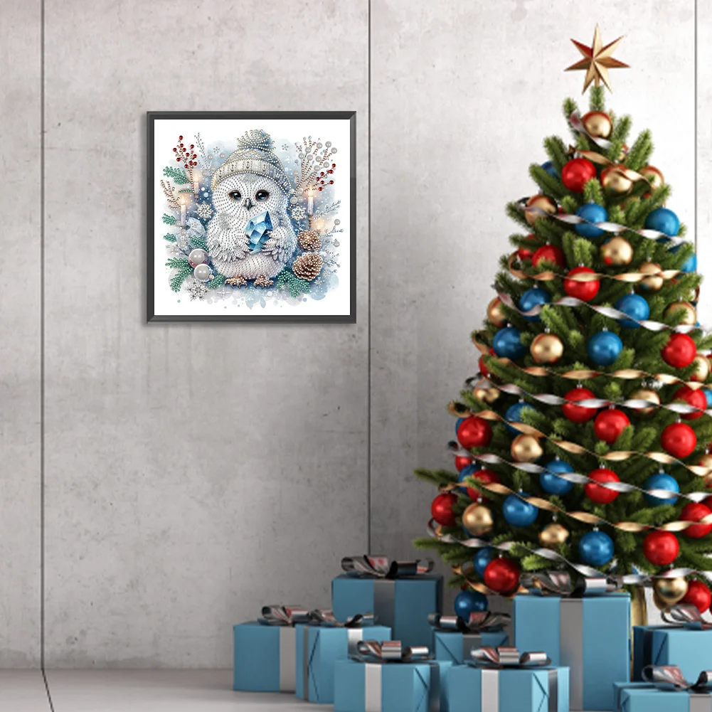 Diamond Painting - Partial Special Shaped Drill - Winter Owl(Canvas|30*30cm)