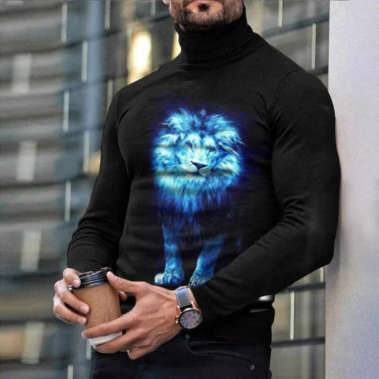 Men's casual high neck long sleeve