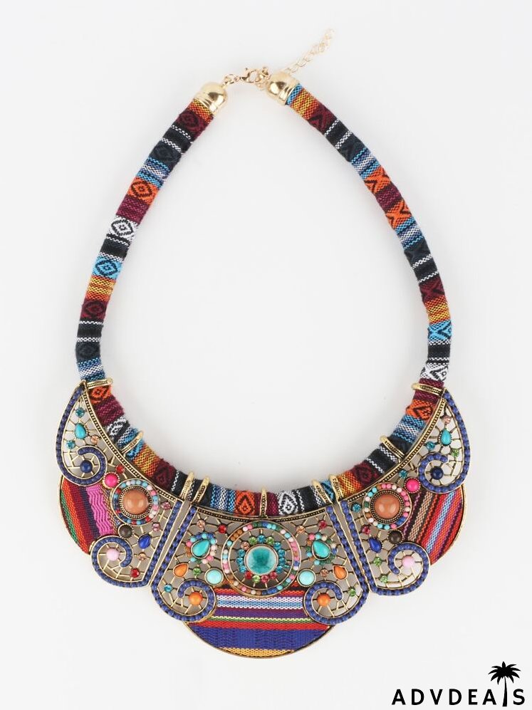 Rhinestone Decor Exaggerated Design Necklace