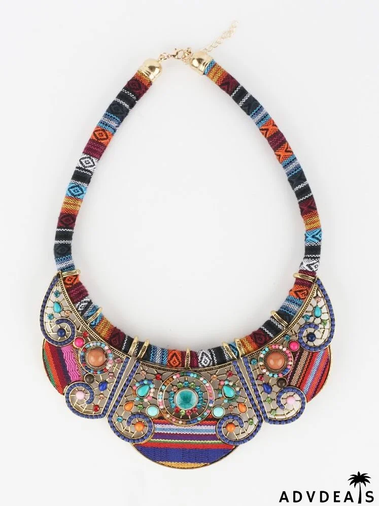 Rhinestone Decor Exaggerated Design Necklace