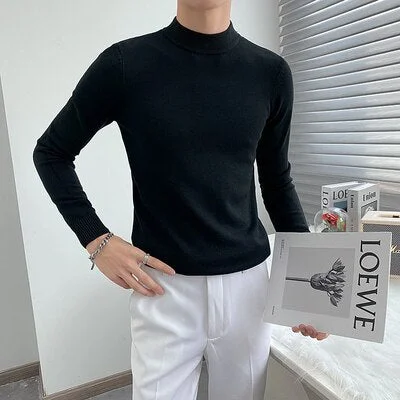 Inongge Slim Fit Pullovers Turtleneck Men Casual Basic Solid Color Warm Striped Sweater Mens New Winter Fashion Sweaters Male S-3XL