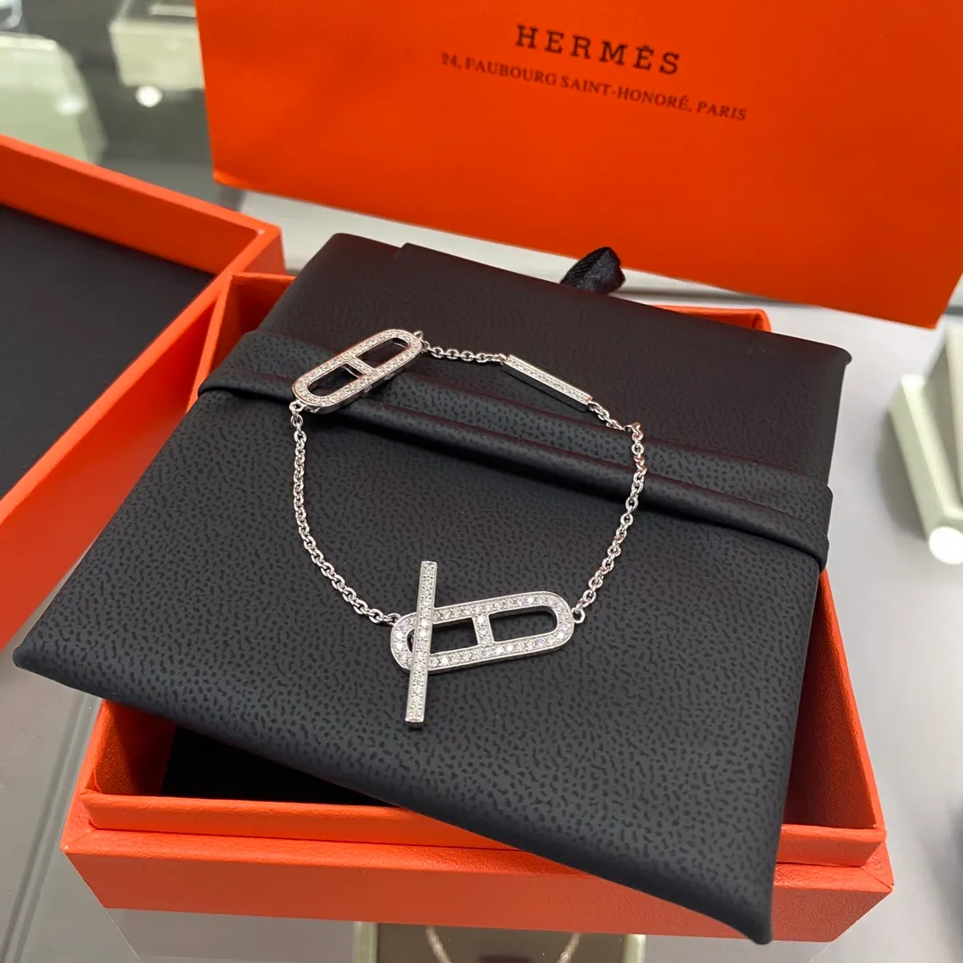 Hermes Diamond Paved Pig Nose Bracelet