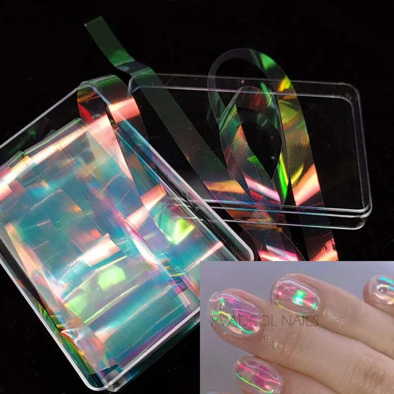 Tetty Aurora Film Foil Nail Sticker Paper Glass Stickers for Korean Trend Nails Manicure Holographic Decoration-Nail Inspo