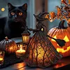 Resin Halloween Witch LED Lights Battery/USB Charging Handcrafted Stained Glass Witch Lamps Multi-Purpose Colorful Witch Desktop Statue Halloween & Year-Round Home Decor