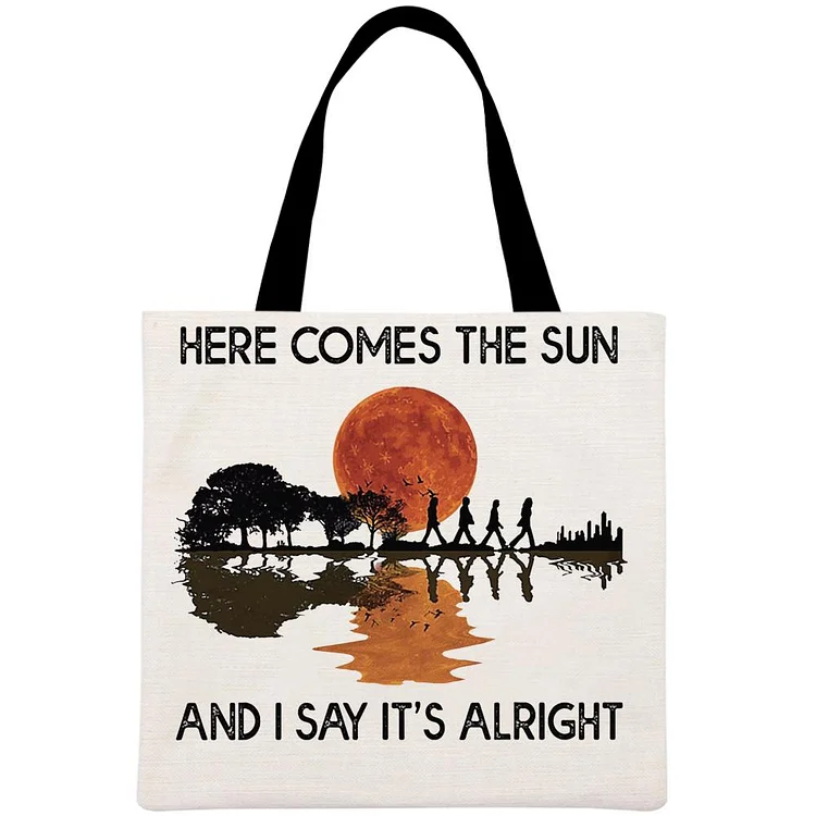 Here comes the sun Printed Linen Bag-Annaletters