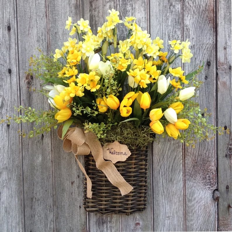 Welcome Spring Yellow Daffodil Basket