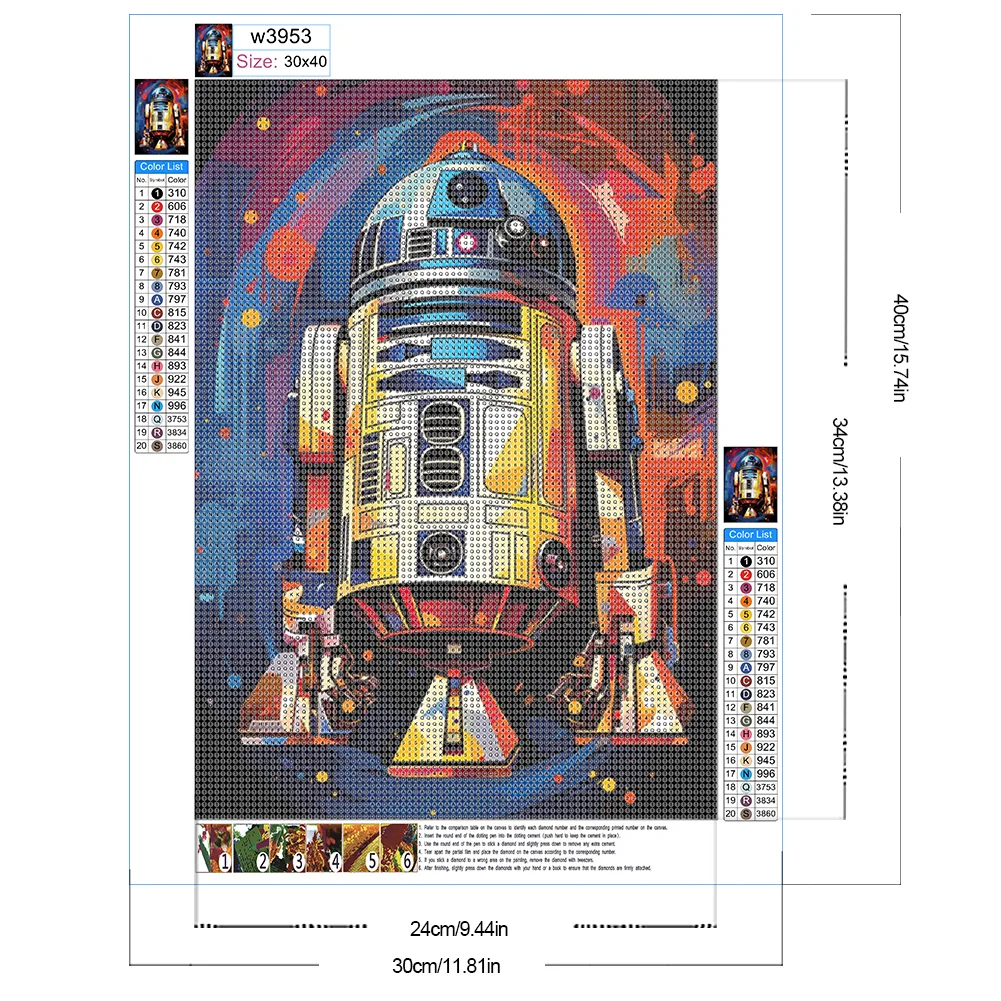 6pcs Diamond Painting - Full Round Drill - Star Wars(Canvas|30*40cm)