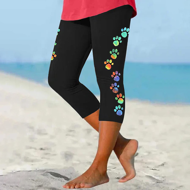 Colorful Dog Paw Print Casual Leggings wearshes