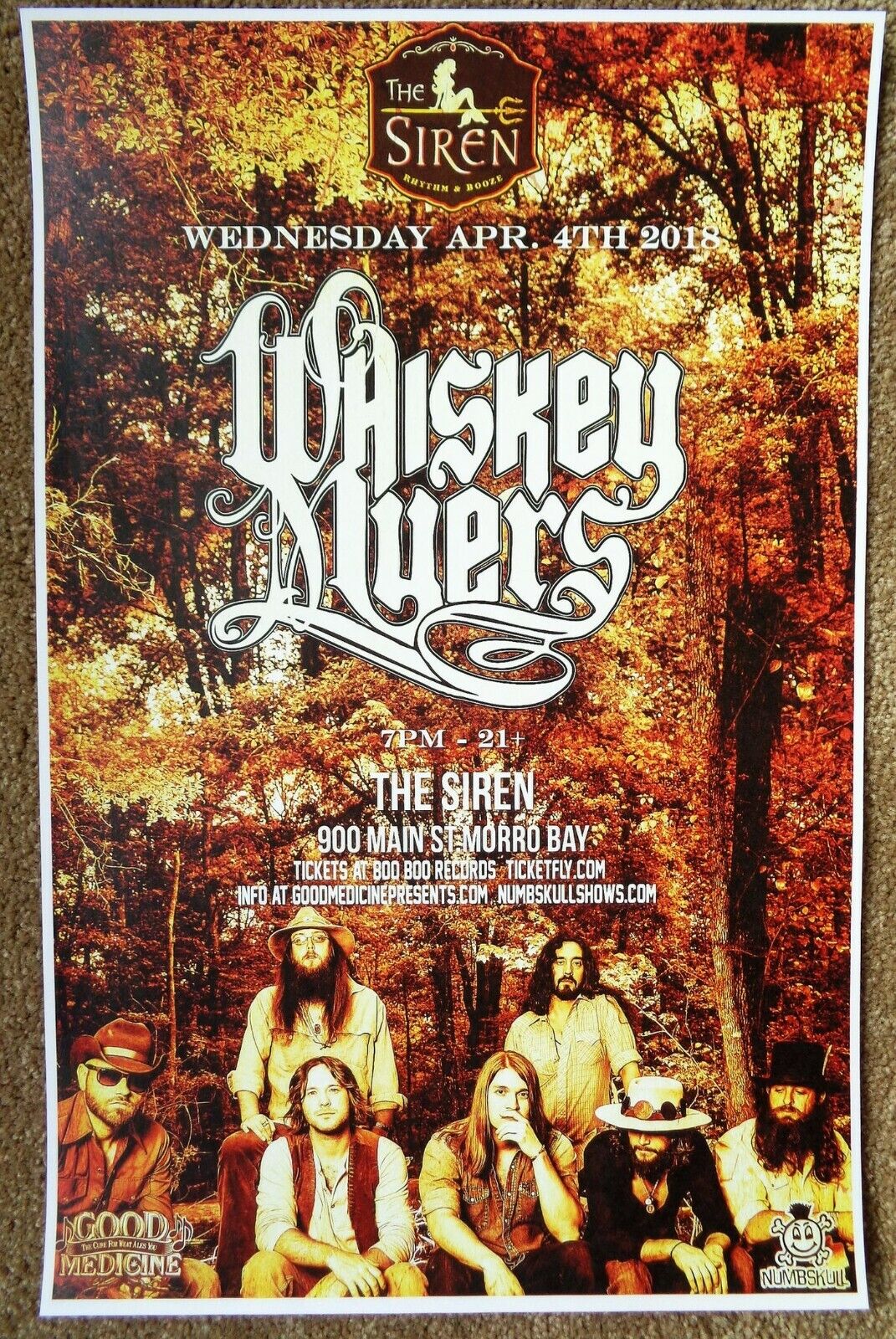 WHISKEY MYERS 2018 Gig POSTER Morro Bay California Concert