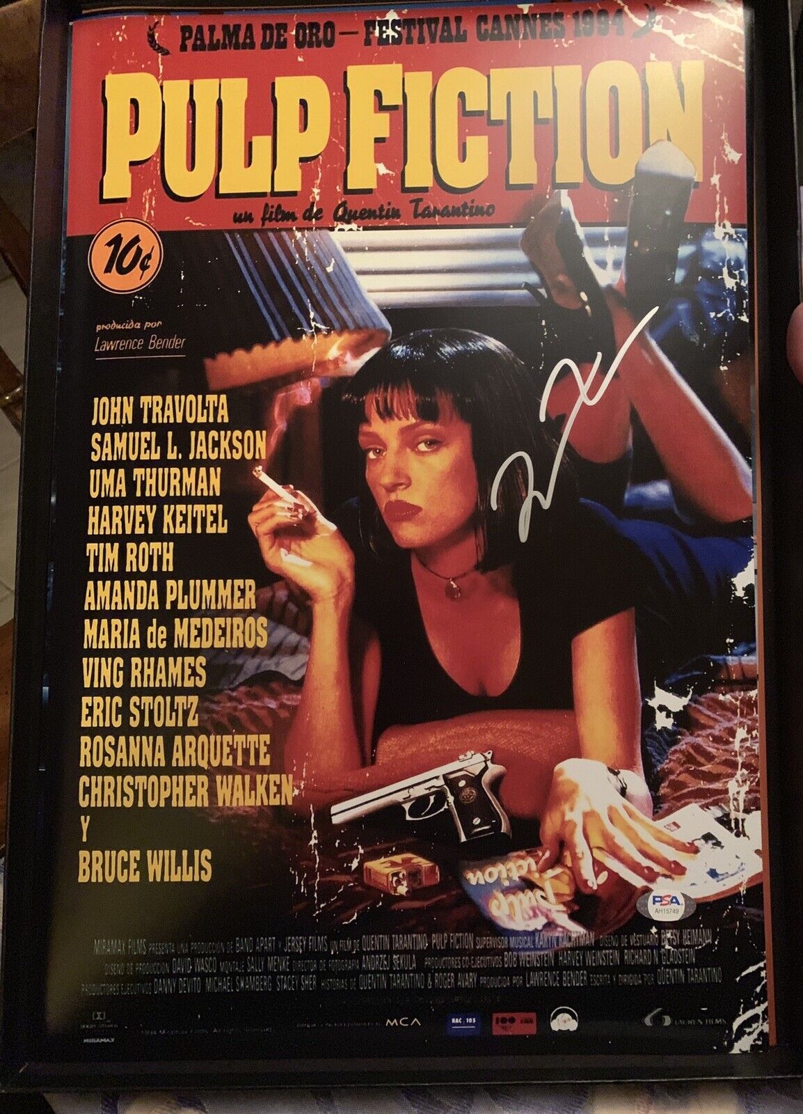 quentin tarantino signed 12x18 Poster Pic Pulp Fiction Psa Coa