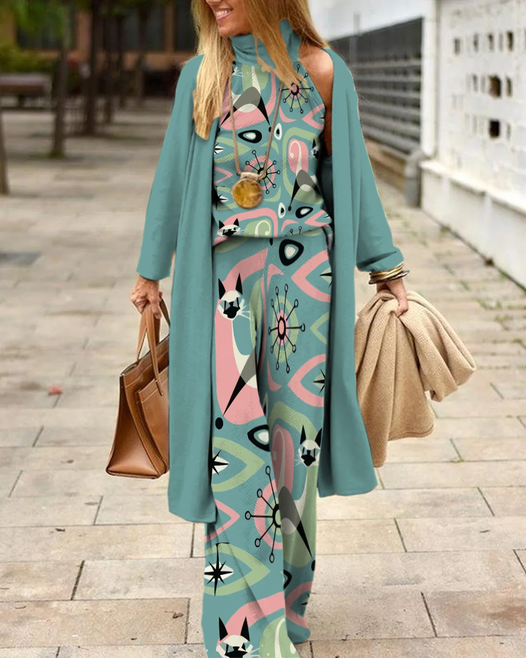Herringbone Sweater Three-Piece Suit 4b57