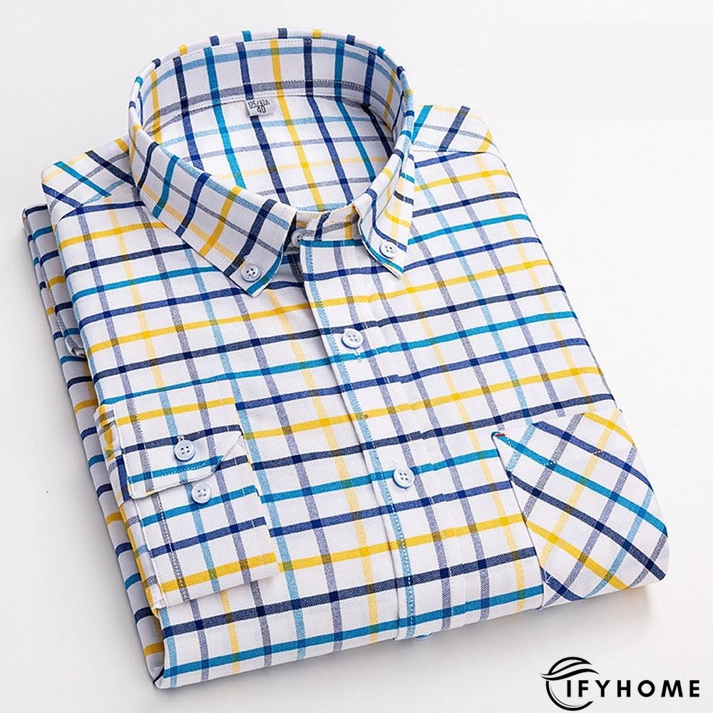 Men's Denim Shirt Turndown Spring &  Fall Long Sleeve A B C Plaid / Striped / Chevron / Round Daily Wear Clothing Apparel Print | IFYHOME