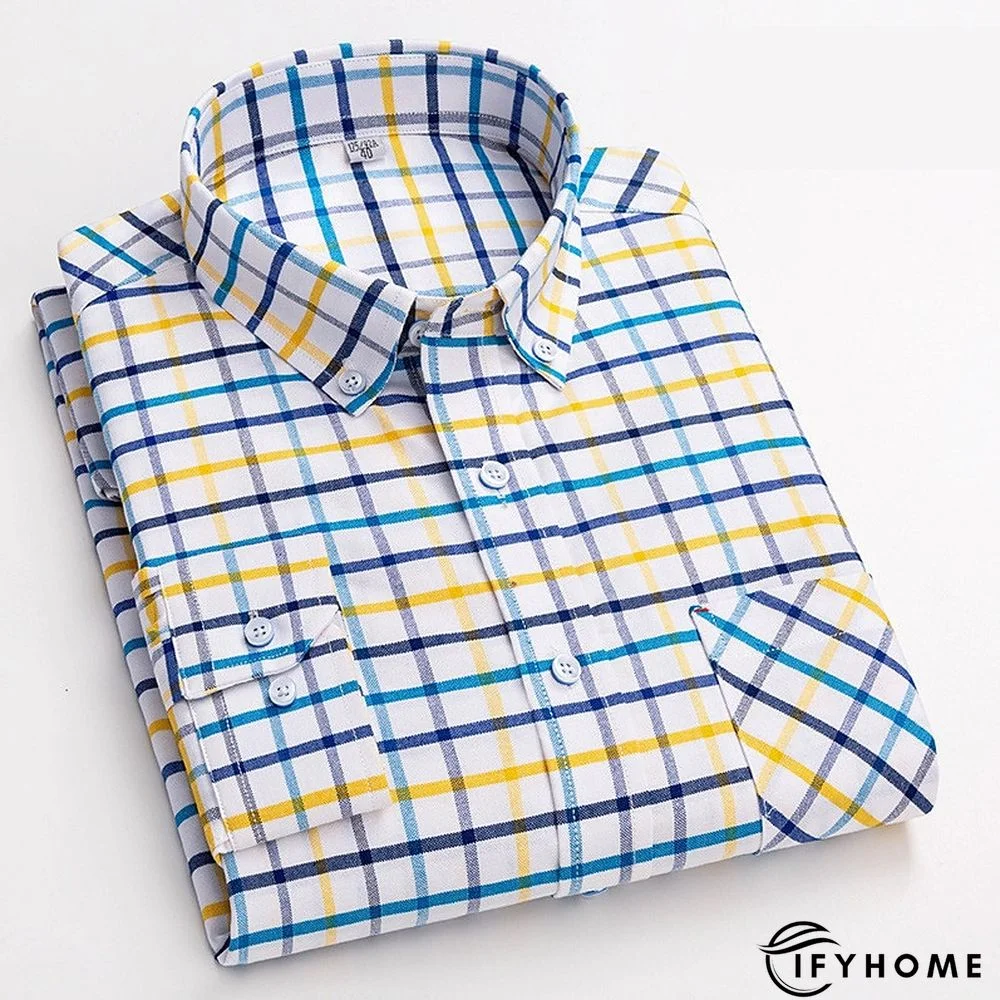 Men's Denim Shirt Turndown Spring &  Fall Long Sleeve A B C Plaid / Striped / Chevron / Round Daily Wear Clothing Apparel Print | IFYHOME