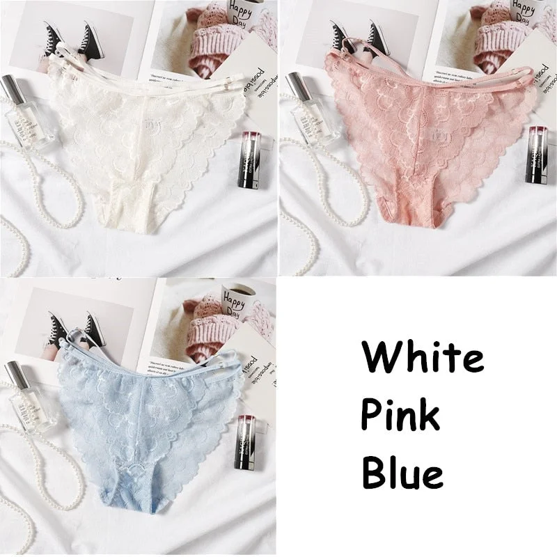 3PCS Hot Lace Transparent Panties New Sexy Women Underwear Lingerie Briefs High Quality Low Waist Women's Underpantes Intimates