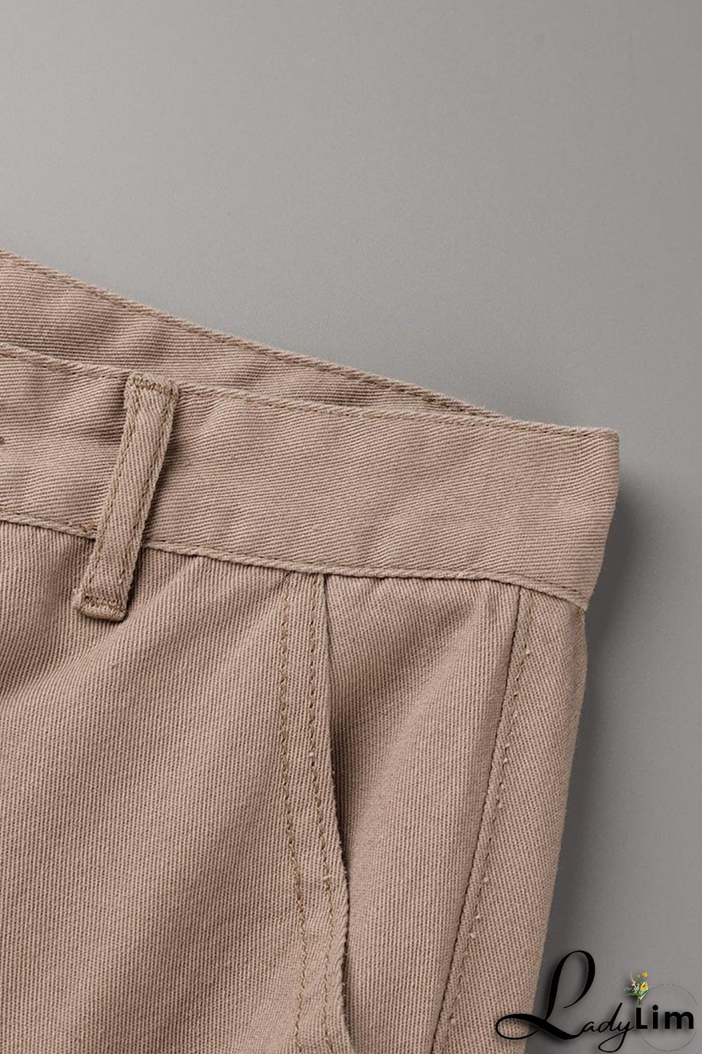 Green Street Solid Patchwork Pocket High Waist Straight Solid Color Bottoms