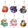 6Pcs Double Sided Special Shape Gift Box Cat Diamond Painting Keychain