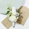 10PCS White Wedding Catering Bridal Groom Guests Corsage Boutonniere Wrist Artificial Flower Bouquets