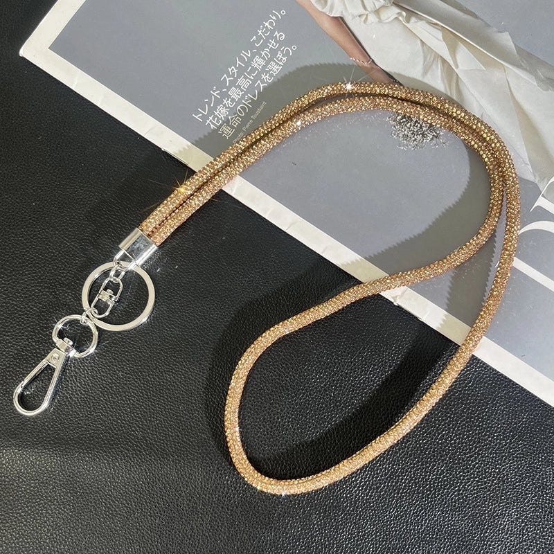 Minimalist Solid Color Rhinestone Inlay Rhinestones Bag Pendant Mobile Phone Chain