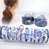 12PCS Basic Blue Pink Black Pearls Elastic Hair Bands