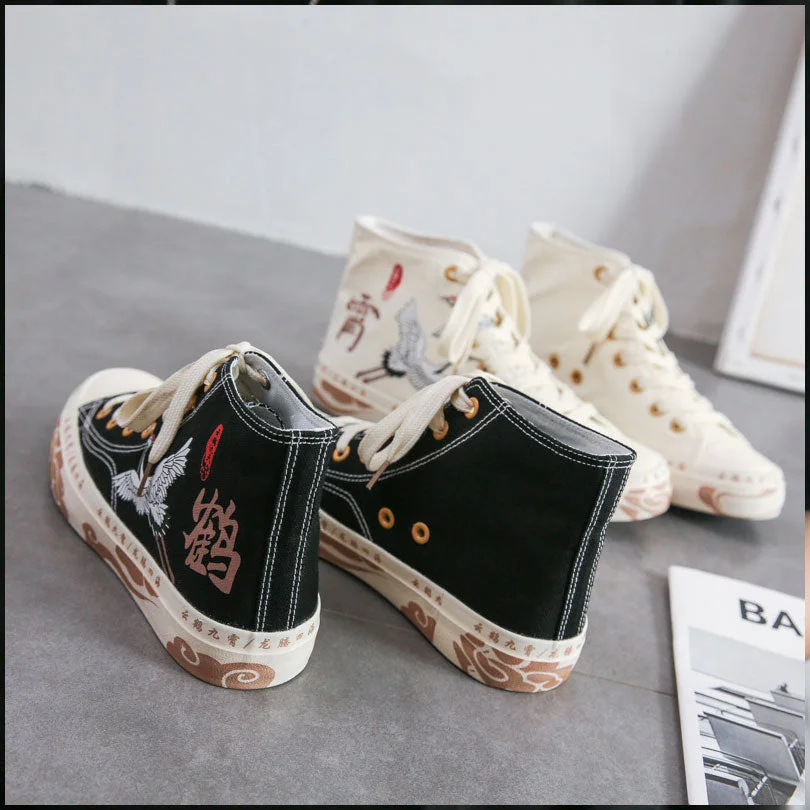 Men Canvas Sneakers Lovers Comfortable Shoes Flats Casual Women White Black Walking Shoes Chinese Style  Vulcanized shoes