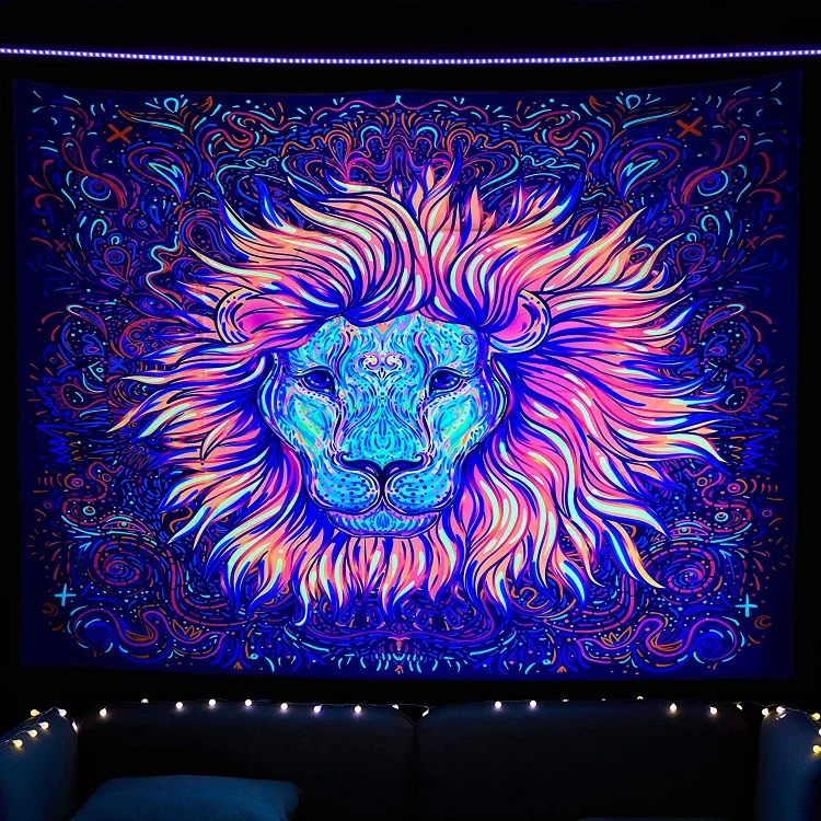 Lion - Black Light Tapestry
