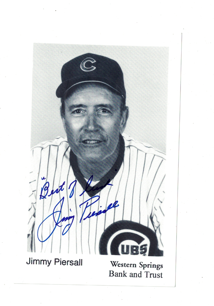 Jimmy Piersall Chicago Cubs Signed 4x6 Western Springs Bank Photo Poster painting W/Our COA