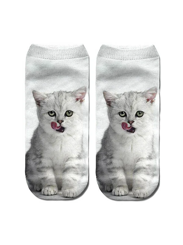 VChics Cute Cat Series Printed Ankle Socks