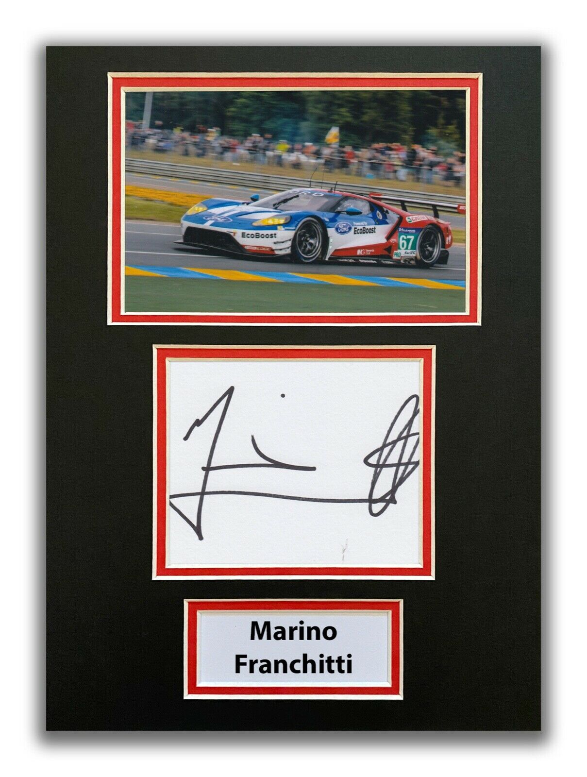 MARINO FRANCHITTI HAND SIGNED A4 MOUNTED Photo Poster painting DISPLAY - FORD GT - LE MANS 1.