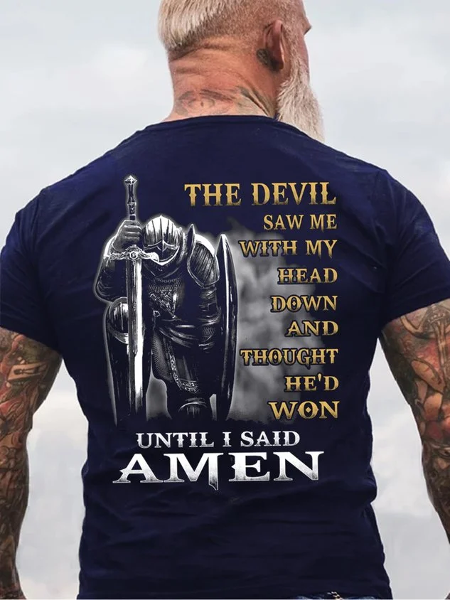 Men's The Devil Saw Me With My Head Down Until I Said Amen Veterans T-shirt socialshop