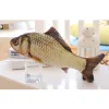 Plush Creative 3D Carp Fish Shape Cat Toy Gift Cute Simulation Fish Playing Toy For Pet Gifts Catnip Fish Stuffed Pillow Doll
