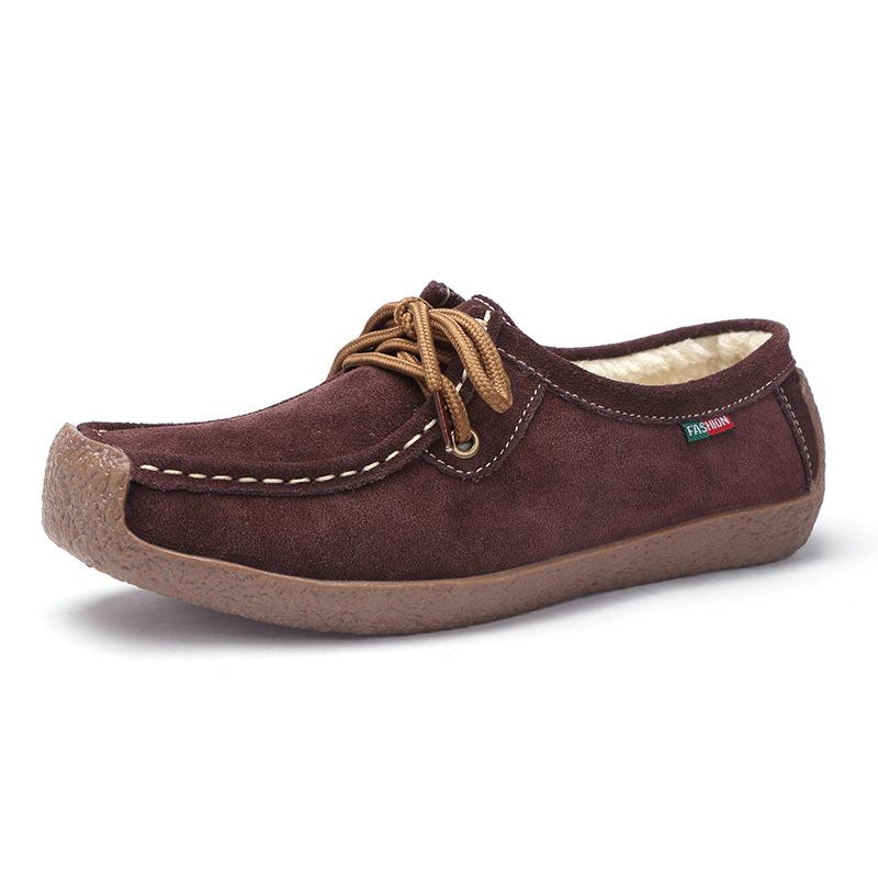 Mature Women Lace-up Flat Shoes Sneakers Frosted Shoes