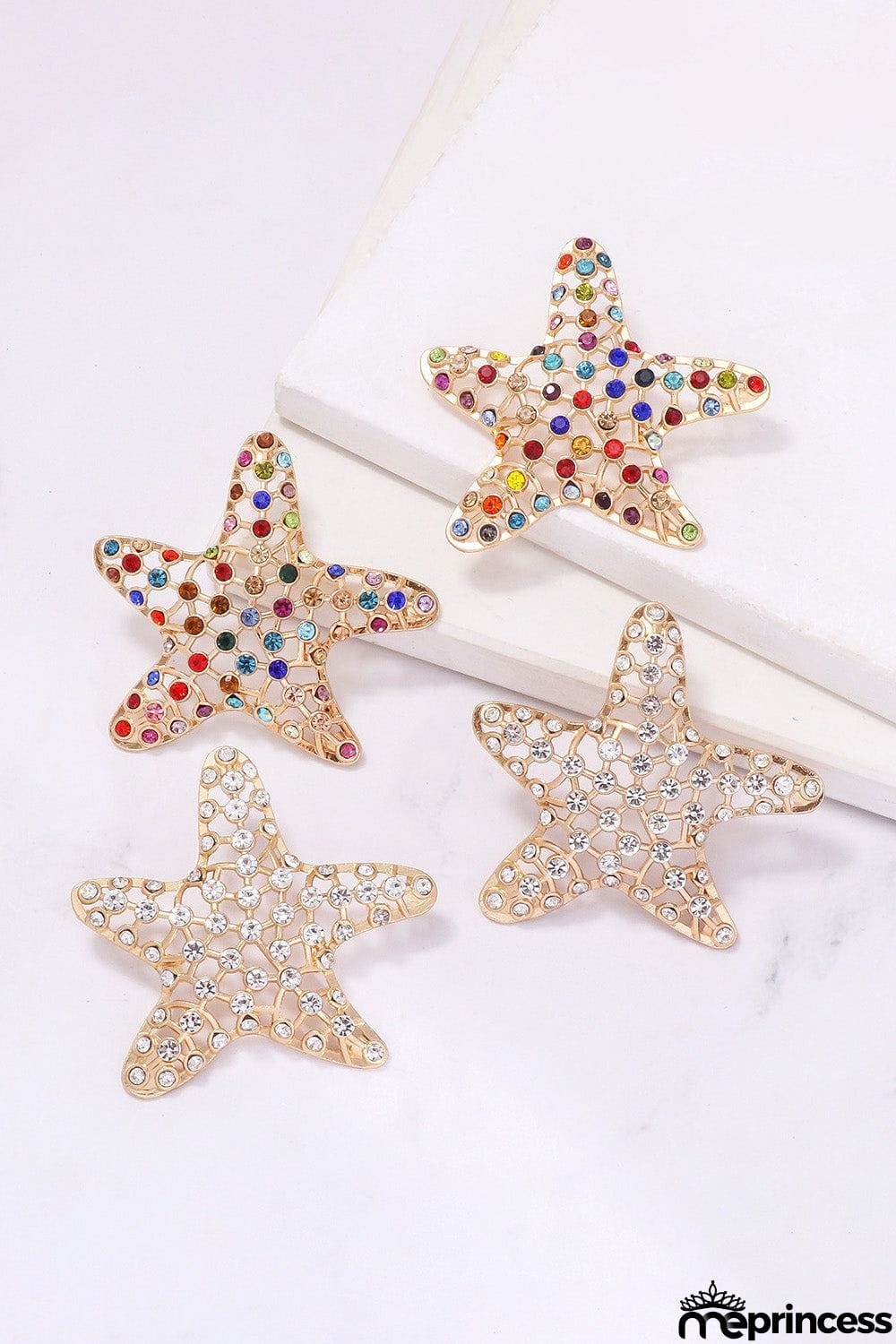 Starfish Zinc Alloy Glass Stone Dangle Earrings