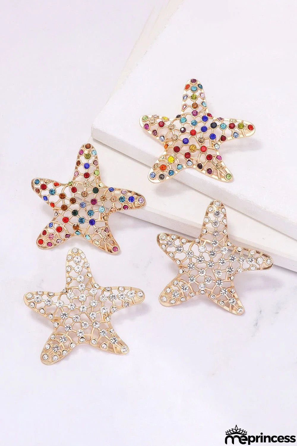 Starfish Zinc Alloy Glass Stone Dangle Earrings