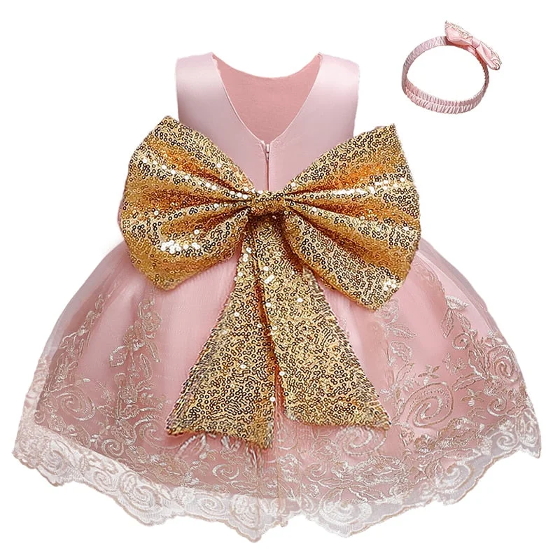 Toddler Baby Girl Christmas Kids Dresses For Girls Princess Sleeveless Sequin Bow Dress Children Party Dress Vestido Infantil