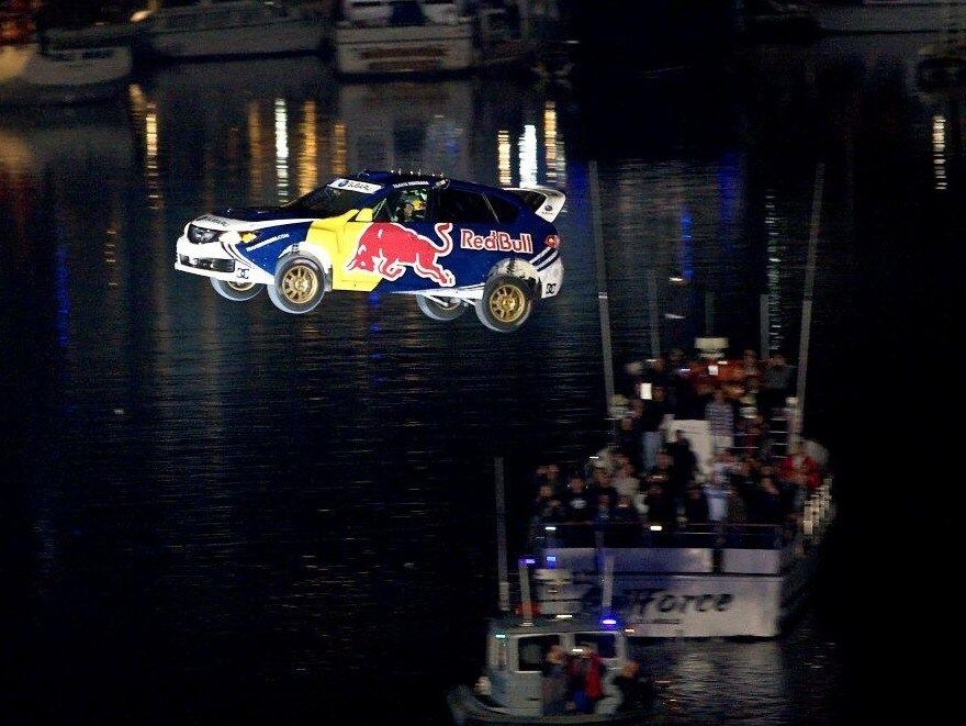 TRAVIS PASTRANA World Record Jump Red Bull Glossy NASCAR 8 x 10 Photo Poster painting Poster