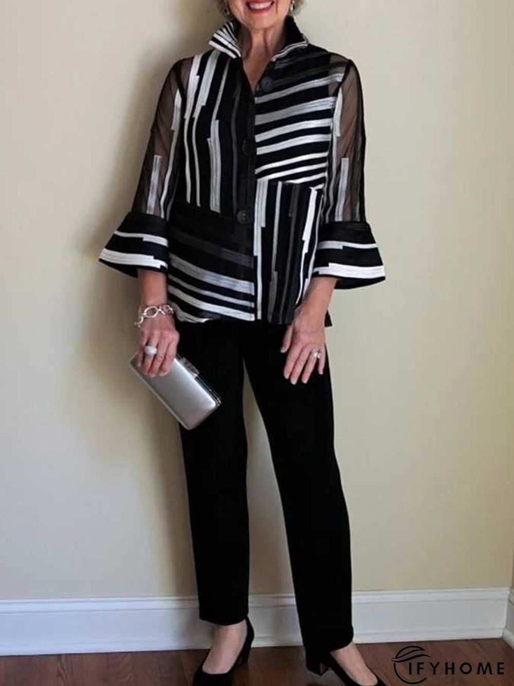 Women's Striped Casual Top Pants Two-Piece Set | IFYHOME