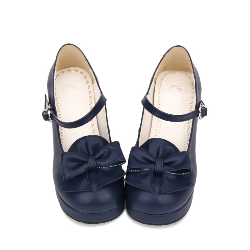 VCshoesWoman Mori Girl Lolita Cosplay Shoes Lady High Heels Pumps Women Princess Dress Party Shoes 6.5cm BOWTIES