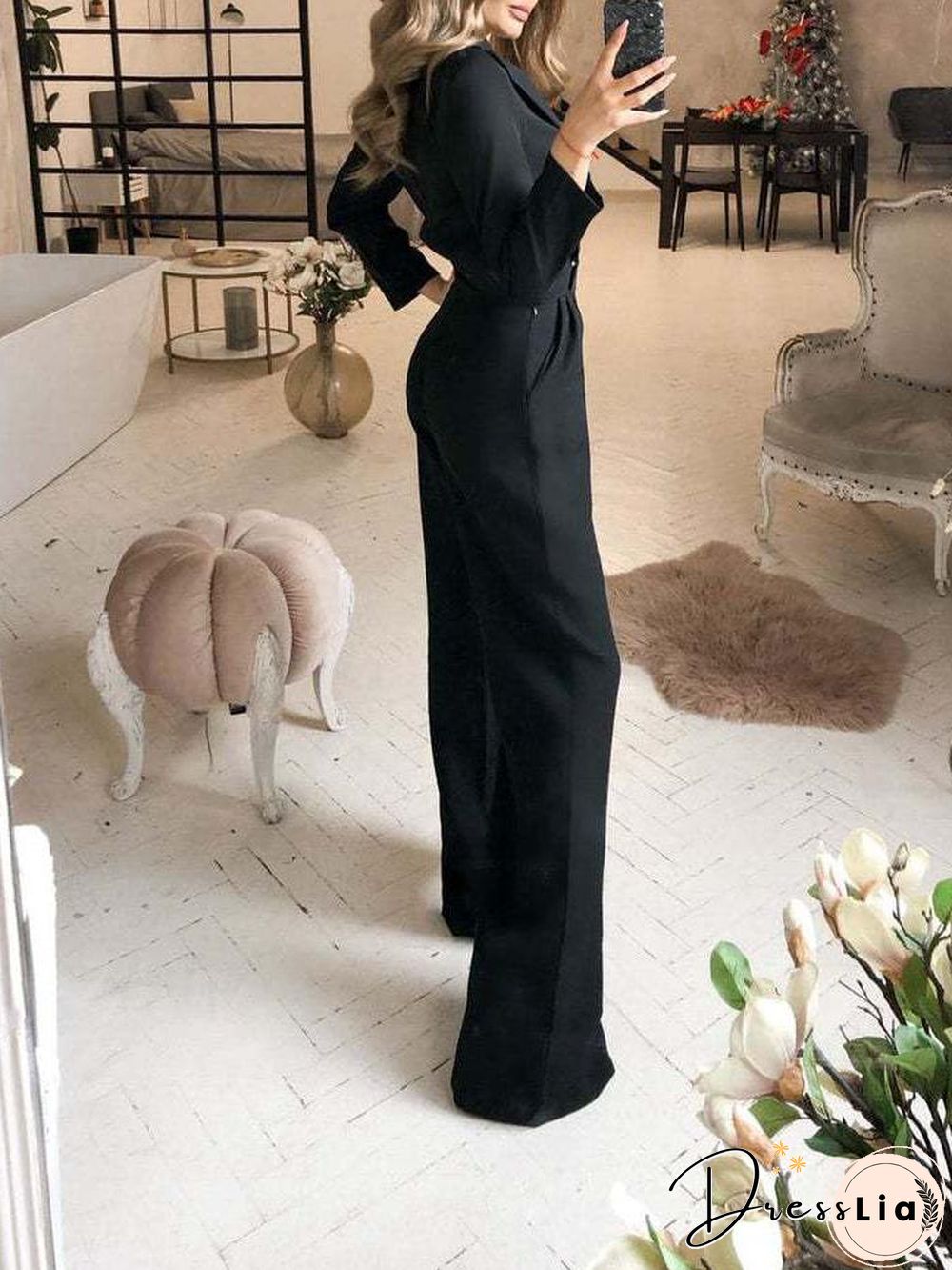 Women's Jumpsuits Solid Long Sleeve Slim Fit Jumpsuit