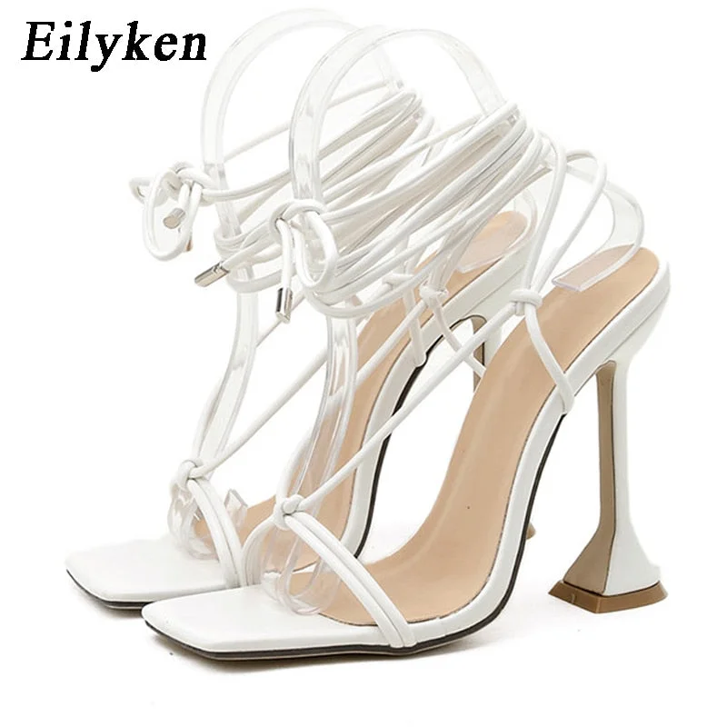 Eilyken 2021 Women shoes Gladiator sandals high heels Sandals Summer Party Dress shoes cross strap Lace-up Pumps size 41