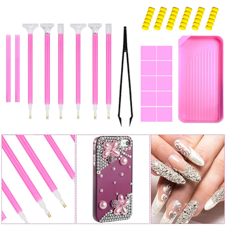 52pcs Diamond Painting Tools Set with 6 Pens Art Craft Supplies (Pink) gbfke