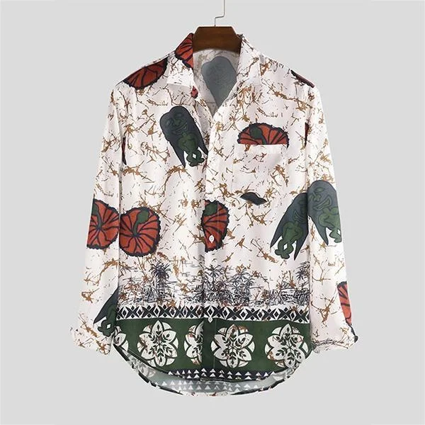 Casual Floral Printed Lapel Button Shirt | IFYHOME