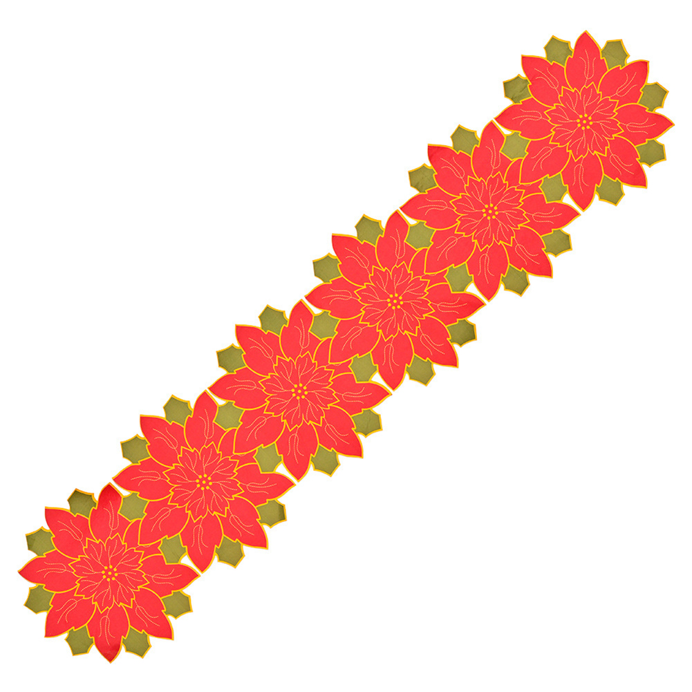 

Christmas Table Runner Flag Red Flowers String Pattern for Home Desk Decor, 501 Original