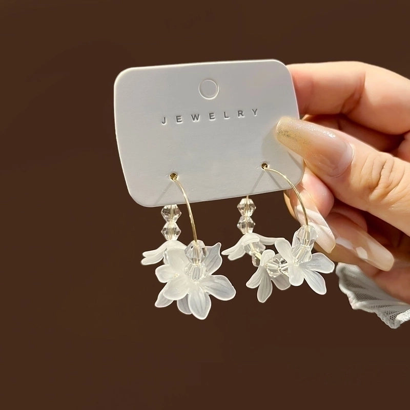 1 Pair Fashion Flower Alloy Plating Artificial Pearls Women’s Drop Earrings