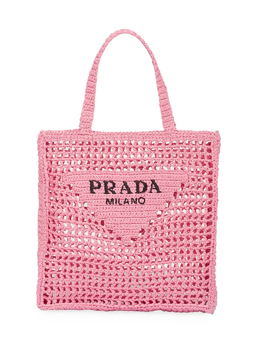 Prada Raffia Tote Bag pink