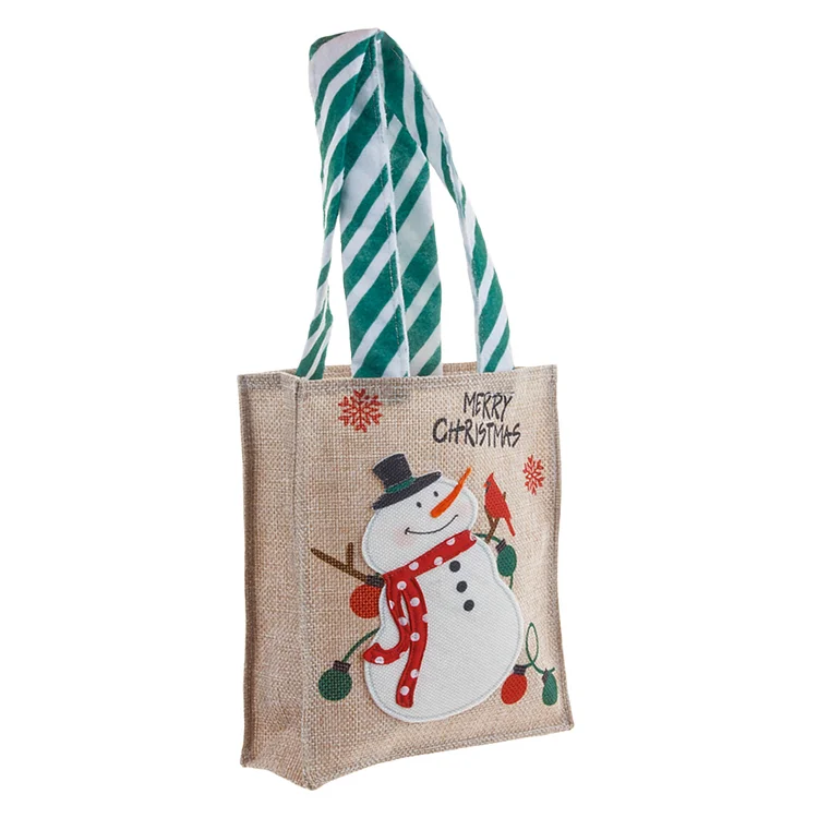 Christmas Candy Bag Sackcloth Christmas Decoration for Kids Girls (Snowman)