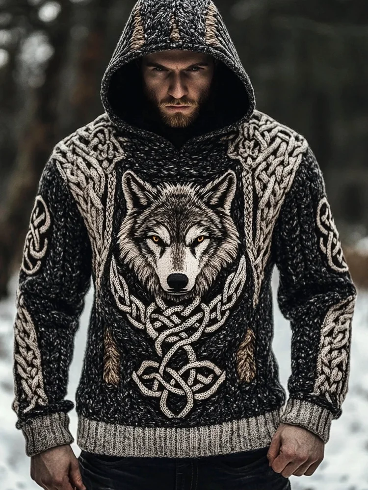 Viking Wolf Totem Men's Hooded Sweater