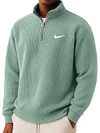 Men's Loose Casual Waffle Stand Collar Half Zip Sweatshirt