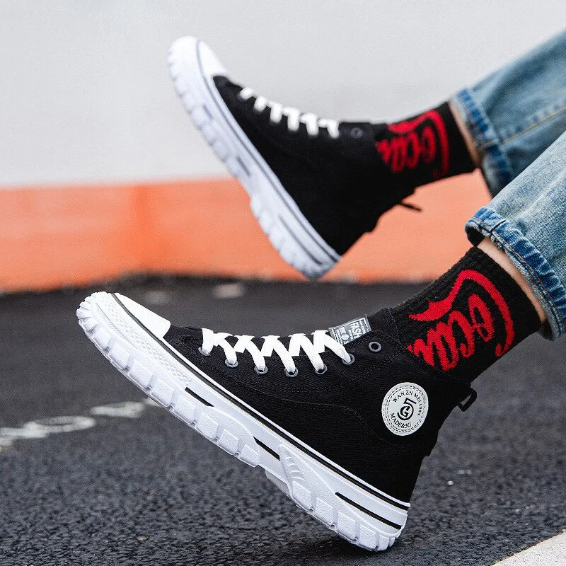Men Canvas Shoes Men Fashion Summer Casual Sneakers Student Casual Shoes High Top Man Vulcanize Shoes 2021 Off White Shoes