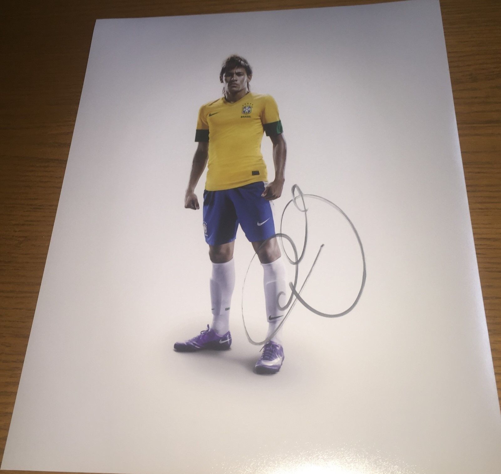 Neymar da Silva Santos Jr Brazilian Soccer Star Signed 11x14 Photo Poster painting Proof COA